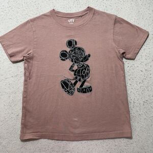 Uniqlo Disney Youth 7-8 Crewneck Short Sleeve Graphic T Shirt Pink Mickey Tee